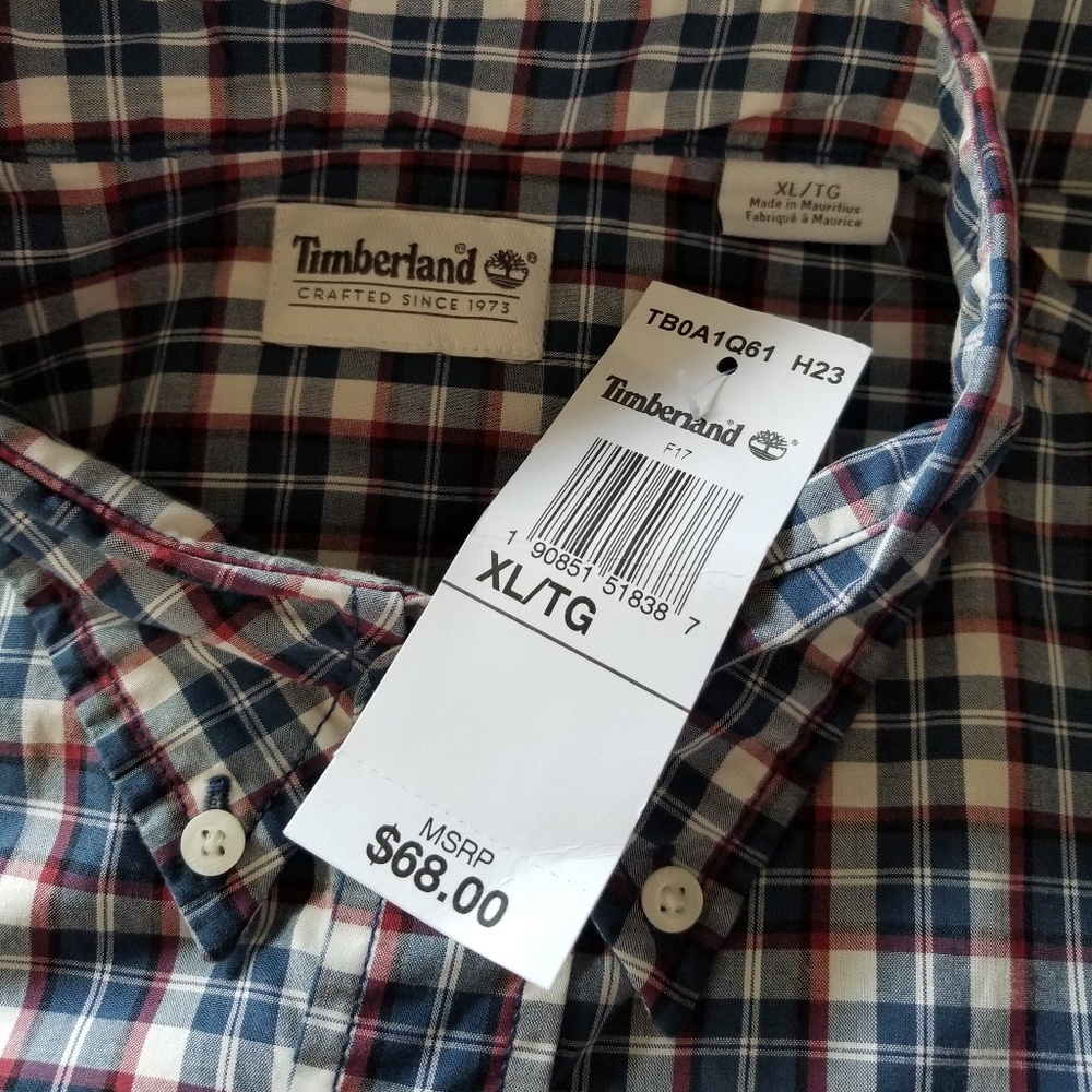 Timberland Shirt Men's XL Red Blue White button up